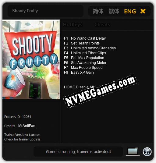 Treinador liberado para Shooty Fruity [v1.0.9]