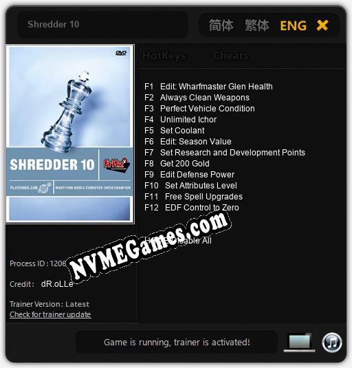 Shredder 10: Cheats, Trainer +12 [dR.oLLe]