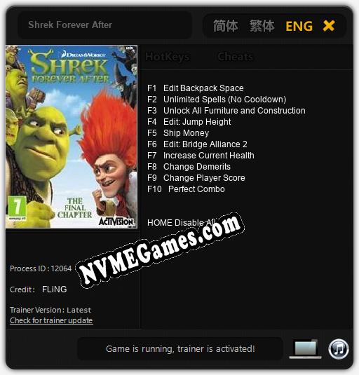 Shrek Forever After: Treinador (V1.0.78)