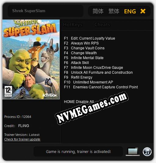 Shrek SuperSlam: Cheats, Trainer +11 [FLiNG]