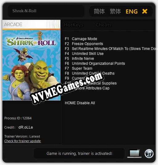 Shrek-N-Roll: Treinador (V1.0.69)