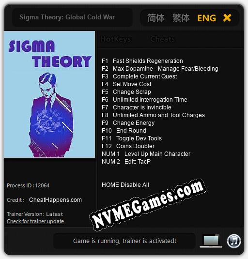 Treinador liberado para Sigma Theory: Global Cold War [v1.0.1]