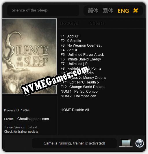 Silence of the Sleep: Treinador (V1.0.70)