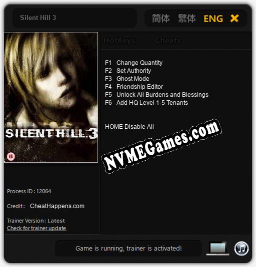 Silent Hill 3: Trainer +6 [v1.3]