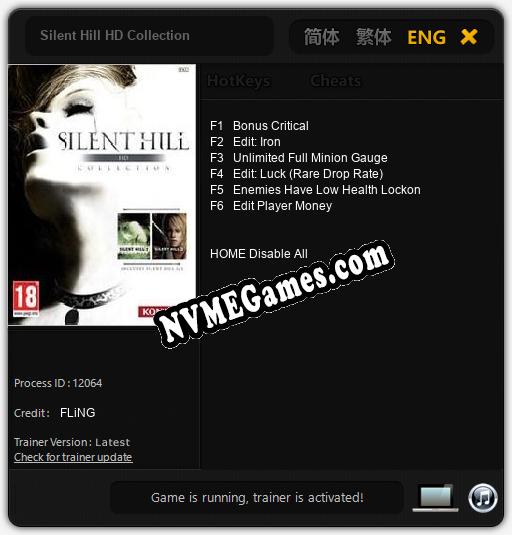 Silent Hill HD Collection: Trainer +6 [v1.6]