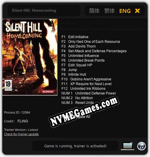 Silent Hill: Homecoming: Trainer +15 [v1.6]