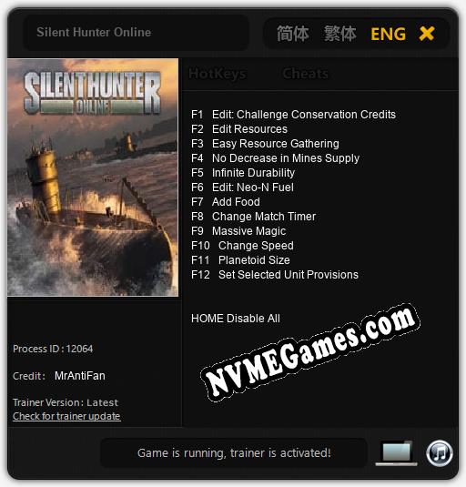 Treinador liberado para Silent Hunter Online [v1.0.9]