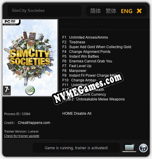 Treinador liberado para SimCity Societies [v1.0.4]