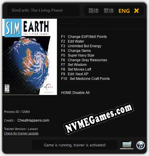 SimEarth: The Living Planet: Cheats, Trainer +10 [CheatHappens.com]