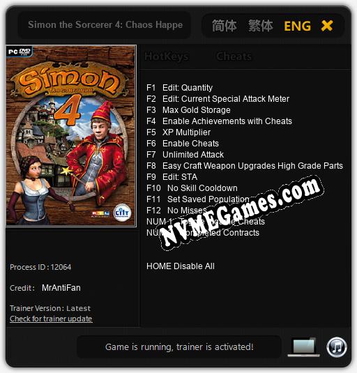 Simon the Sorcerer 4: Chaos Happens: Cheats, Trainer +14 [MrAntiFan]