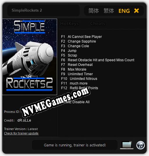 SimpleRockets 2: Trainer +12 [v1.1]