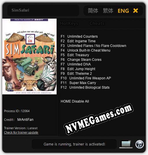 SimSafari: Cheats, Trainer +12 [MrAntiFan]