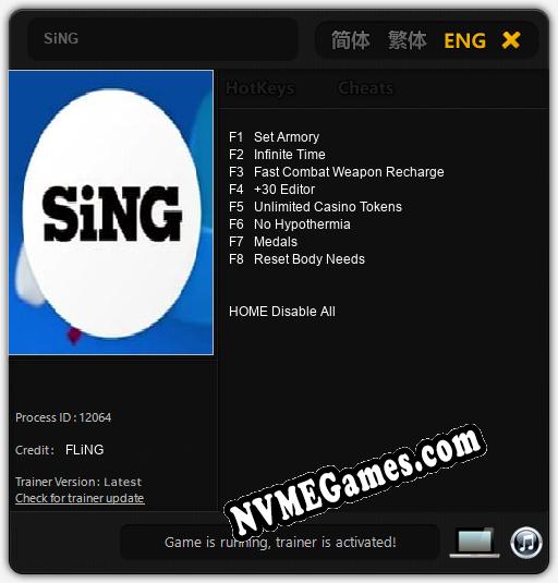 Treinador liberado para SiNG [v1.0.7]