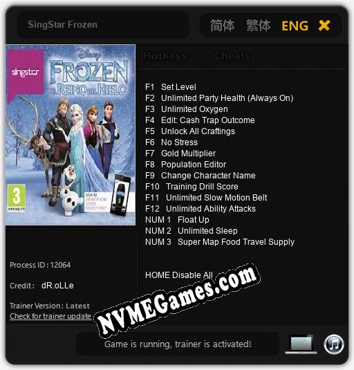 Treinador liberado para SingStar Frozen [v1.0.3]