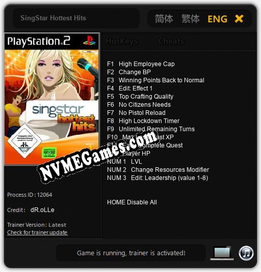 Treinador liberado para SingStar Hottest Hits [v1.0.5]