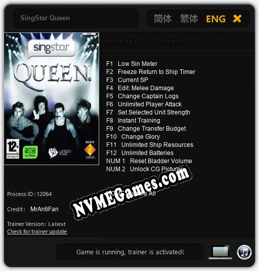 Treinador liberado para SingStar Queen [v1.0.8]