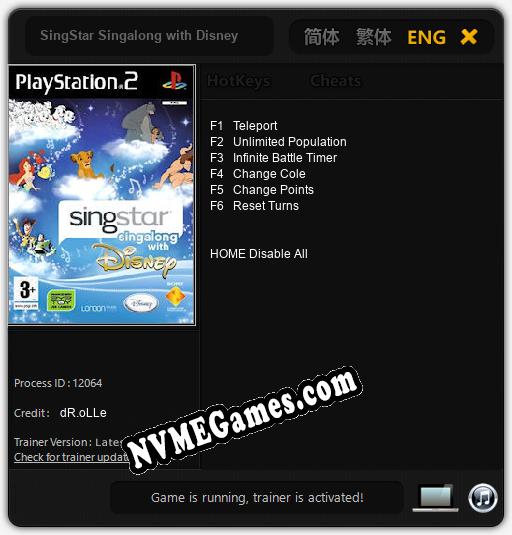 SingStar Singalong with Disney: Cheats, Trainer +6 [dR.oLLe]