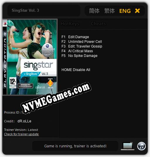 Treinador liberado para SingStar Vol. 3 [v1.0.8]