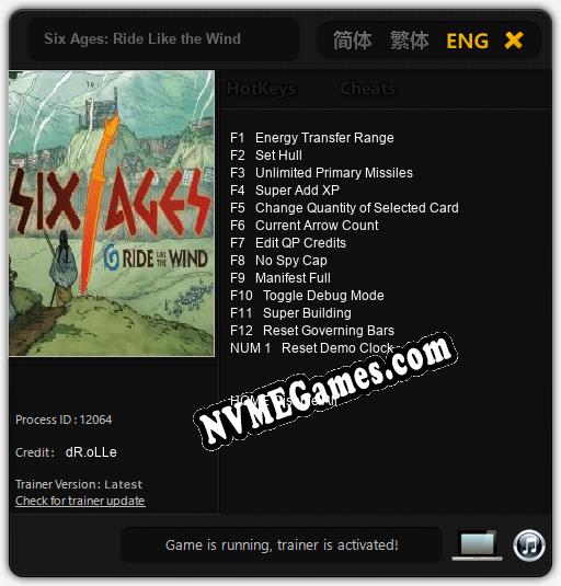 Six Ages: Ride Like the Wind: Trainer +13 [v1.2]