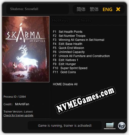 Skabma: Snowfall: Treinador (V1.0.96)