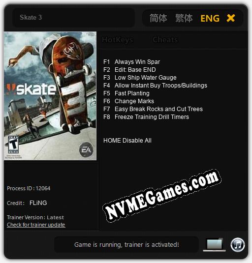 Skate 3: Treinador (V1.0.12)