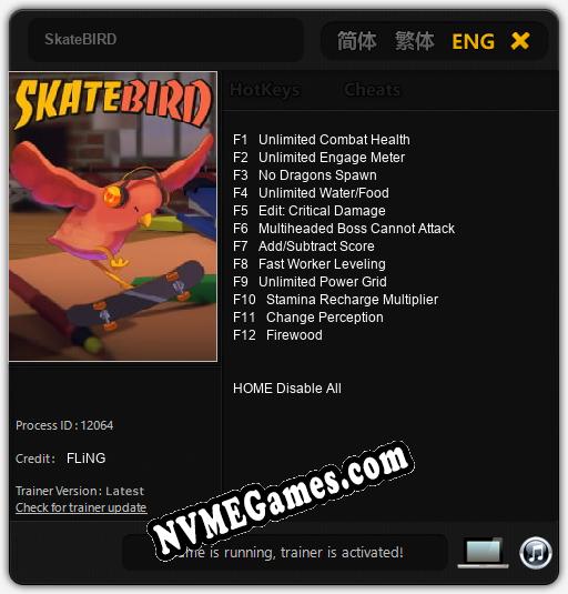 Treinador liberado para SkateBIRD [v1.0.7]