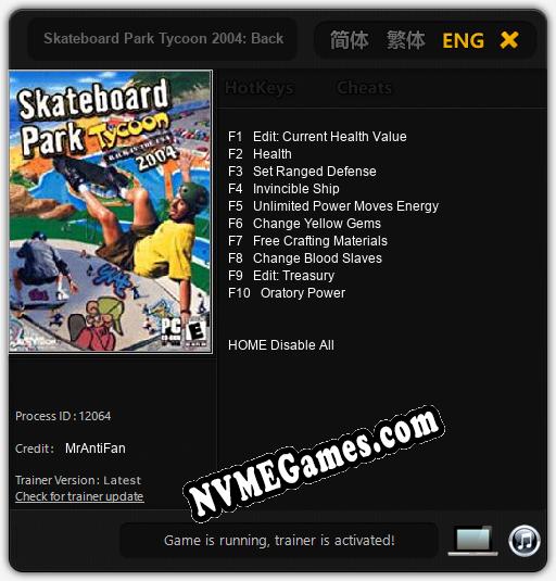 Skateboard Park Tycoon 2004: Back in USA: Cheats, Trainer +10 [MrAntiFan]