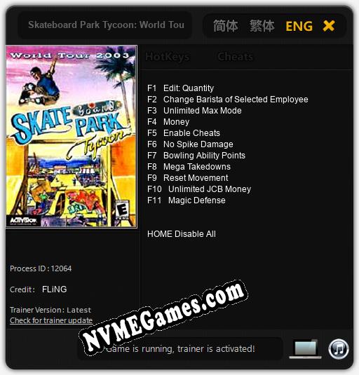 Skateboard Park Tycoon: World Tour 2003: Trainer +11 [v1.8]