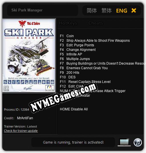 Ski Park Manager: Cheats, Trainer +14 [MrAntiFan]