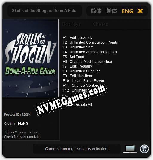 Skulls of the Shogun: Bone-A-Fide Edition: Cheats, Trainer +12 [FLiNG]