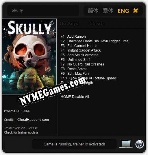 Treinador liberado para Skully [v1.0.9]