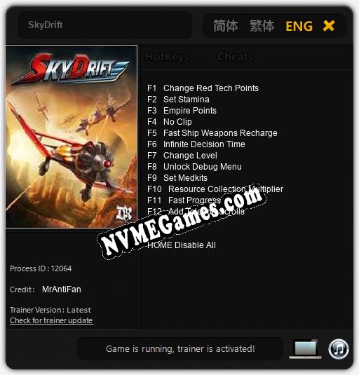 SkyDrift: Cheats, Trainer +12 [MrAntiFan]