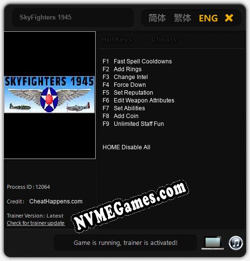 SkyFighters 1945: Trainer +9 [v1.9]