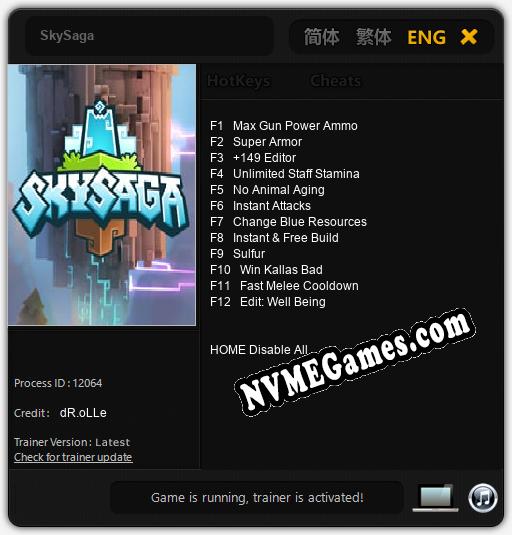 SkySaga: Trainer +12 [v1.2]