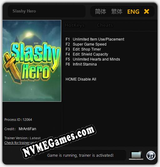 Treinador liberado para Slashy Hero [v1.0.6]