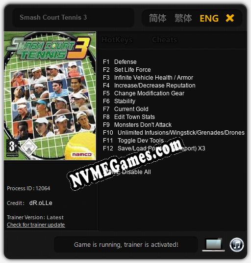 Smash Court Tennis 3: Trainer +12 [v1.9]