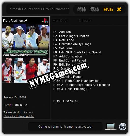 Treinador liberado para Smash Court Tennis Pro Tournament [v1.0.4]