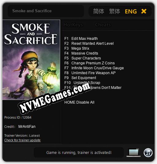 Smoke and Sacrifice: Treinador (V1.0.19)