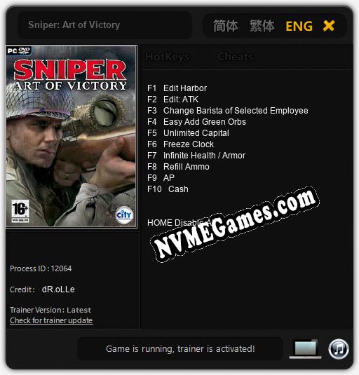 Treinador liberado para Sniper: Art of Victory [v1.0.4]