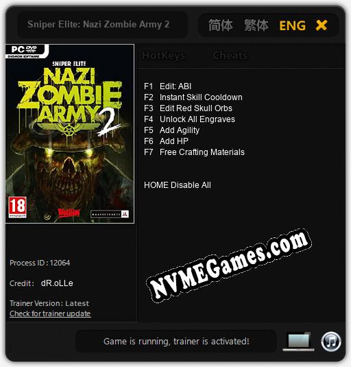 Sniper Elite: Nazi Zombie Army 2: Cheats, Trainer +7 [dR.oLLe]