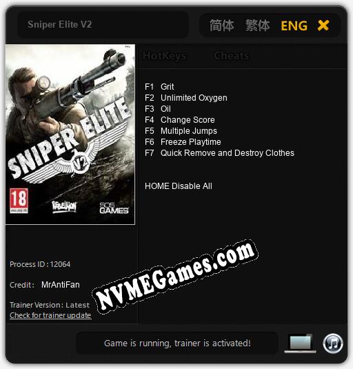 Sniper Elite V2: Cheats, Trainer +7 [MrAntiFan]