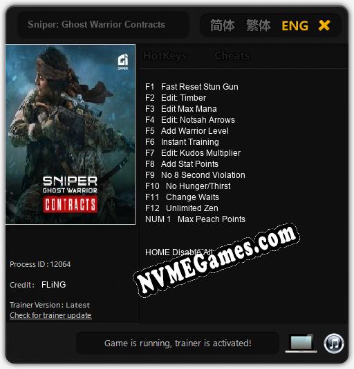 Treinador liberado para Sniper: Ghost Warrior Contracts [v1.0.9]