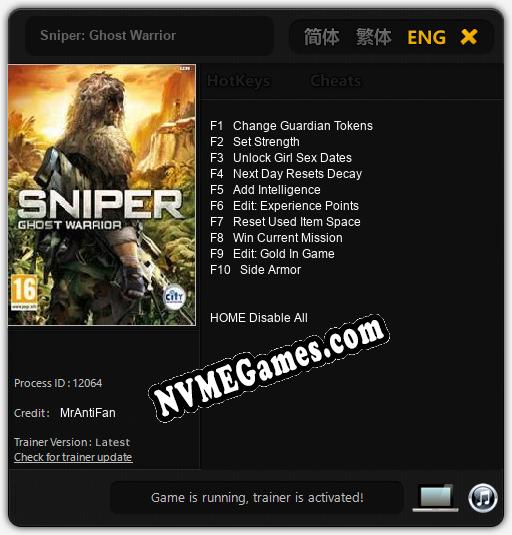 Sniper: Ghost Warrior: Cheats, Trainer +10 [MrAntiFan]