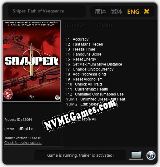 Sniper: Path of Vengeance: Trainer +14 [v1.8]