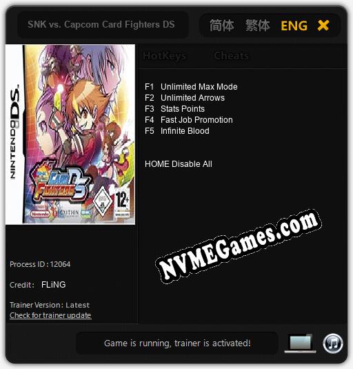 SNK vs. Capcom Card Fighters DS: Cheats, Trainer +5 [FLiNG]