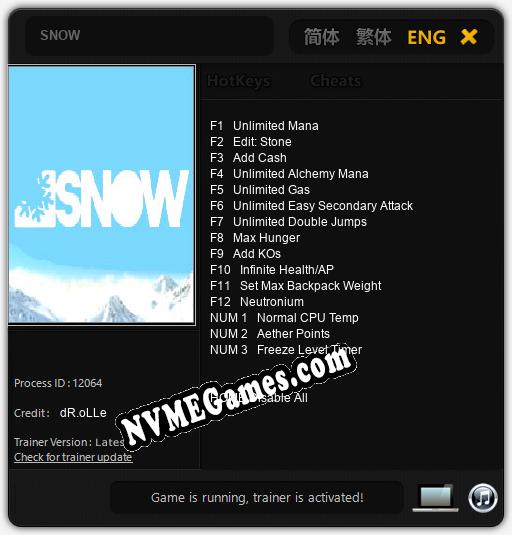 SNOW: Trainer +15 [v1.2]