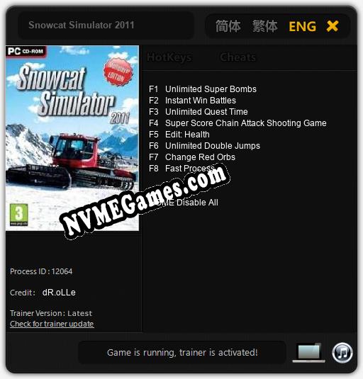 Snowcat Simulator 2011: Treinador (V1.0.75)