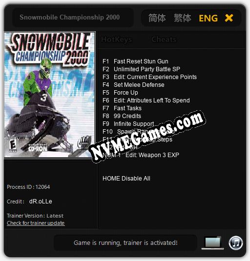 Snowmobile Championship 2000: Cheats, Trainer +13 [dR.oLLe]