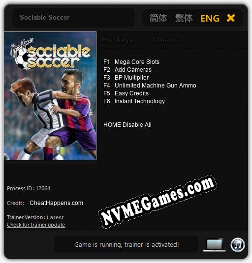 Sociable Soccer: Cheats, Trainer +6 [CheatHappens.com]