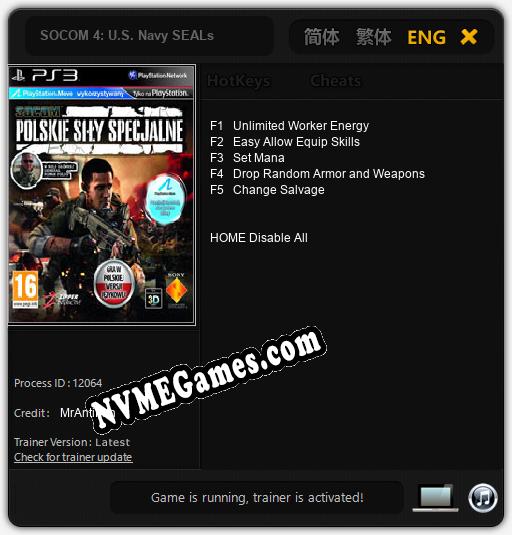 SOCOM 4: U.S. Navy SEALs: Cheats, Trainer +5 [MrAntiFan]